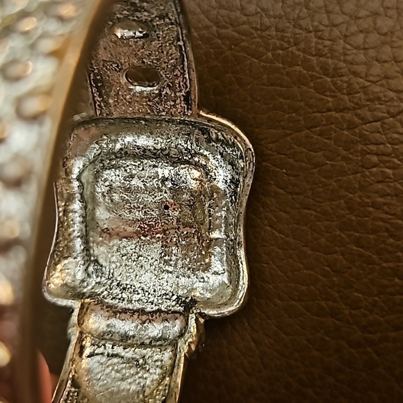 Vintage Rhinestone Bling Belt Chunky Clamper Bracelet - Picture 9 of 11